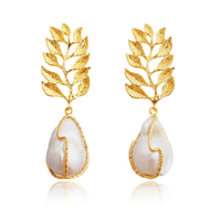 Culturesse Etienne 24K Baroque Pearl Drop Earrings