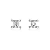 Culturesse Gemini Artisan Zirconia Pavé Stud Earrings (Silver)