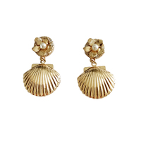 Culturesse Lillie Golden Clam Drop Earrings (my ears are not pierced)