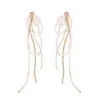 Culturesse Everly Gold Pearly Tassel Earrings
