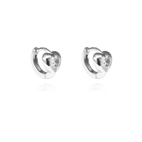Culturesse Delja Dainty Zircon Heart Huggie Earrings (Silver)