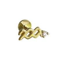 Culturesse Aquarius Helix Screw Back Earring (Gold Single Piece)