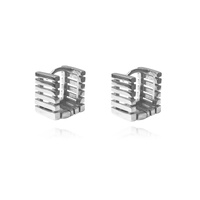 Culturesse Zoie Artsy Cube Huggie Earrings (Silver)