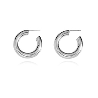 Culturesse Abella Classic C Hoop Earrings (Silver)
