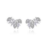 Culturesse Emerson Crystal Leaf Climber Earrings