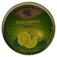 Cavendish & Harvey Sour Lemon Drops 200g Tin Sweets Boiled Candy Fruit Lollies