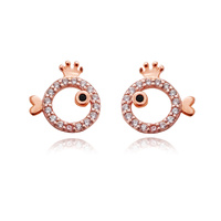 Culturesse Little Crown Fish Rose Gold Stud Earrings