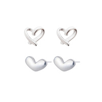 Culturesse Little Silver Heart Set Earrings