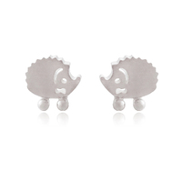 Culturesse Little Hedgehog Dainty Silver Stud Earrings