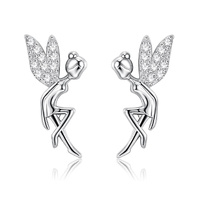 Culturesse Little Fairy Silver Stud Earrings