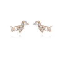 Culturesse Dachshund Diamante Stud Earrings