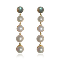 Culturesse Eleonora Labradorite Crystal Pearl Drop Earrings