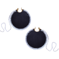 Culturesse Emiri Luxury Leather Stitched Earrings (Black)