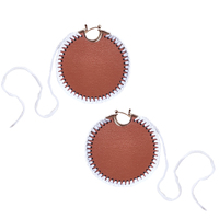 Culturesse Emiri Luxury Leather Stitched Earrings (Brown)