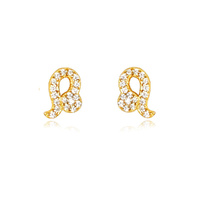 Culturesse Leo Artisan Zirconia Pavé Stud Earrings (Gold)
