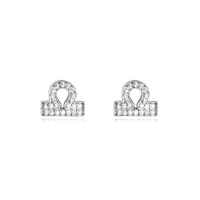 Culturesse Libra Artisan Zirconia Pavé Stud Earrings (Silver)