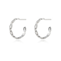 Culturesse Vida Minimalist C Chain Earrings (Silver)