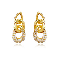 Culturesse Clarette Luxury Diamante Link Chain Earrings (Gold Vermeil)