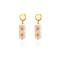 Culturesse Brynne 24K Jewel Embellished Pearl Drop Earrings