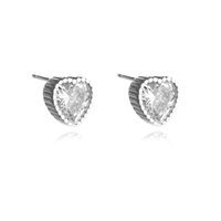 Culturesse Avila Zircon Love Heart Earrings (Silver)