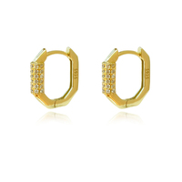 Culturesse Octavia CZ Inlaid Dainty Huggie Earrings (Gold)