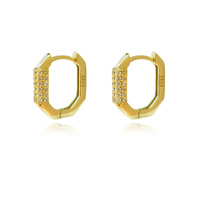 Culturesse Octavia CZ Inlaid Dainty Huggie Earrings (Gold)