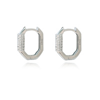 Culturesse Octavia CZ Inlaid Dainty Huggie Earrings (Silver)