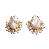 Culturesse Antoinette 22K Pearl Bouquet Earrings