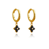 Culturesse Fleur Noir CZ Drop Earrings