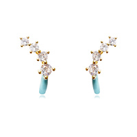 Culturesse Gabrielle Pastel Diamante Climber Earrings (Blue)