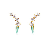 Culturesse Gabrielle Pastel Diamante Climber Earrings (Green)