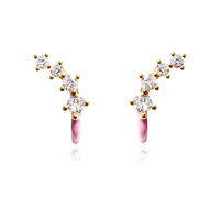 Culturesse Gabrielle Pastel Diamante Climber Earrings (Pink)
