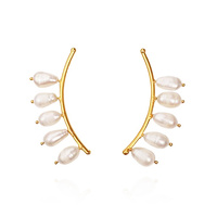 Culturesse Le Beauté 24K Pearl Curve Earrings