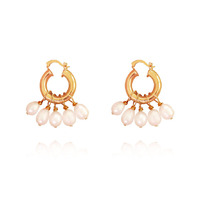 Culturesse Liesl Freshwater Pearl Hoop Earrings