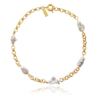 Culturesse Analia Organic Baroque Pearl Chain Necklace / Choker
