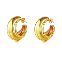 Culturesse Blakely Chunky Gold Bowl Earrings