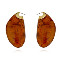 Culturesse Raya Bold Arc Resin Drop Earrings (Caramel Brown)