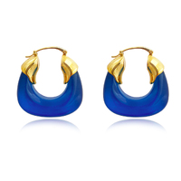 Culturesse Ilona Artsy Resin Hoop Earrings (Sapphire Blue)