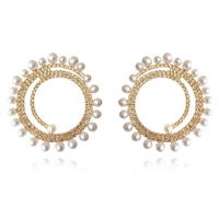 Culturesse Mirabella Catwalk Diamante Statement Earrings (Gold)