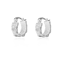Culturesse Olli Textured Sculpture Huggie Earrings (Silver)