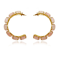 Culturesse Blush Rose Quartz Hoop Earrings