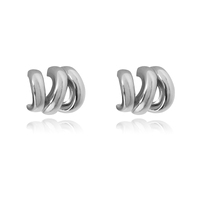 Culturesse Aline Artsy Tri Curve Earrings (Silver)