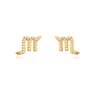 Culturesse Scorpio Artisan Zirconia Pavé Stud Earrings (Gold)