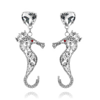 Culturesse Lexi Seahorse Rhinestone Drop Earrings (my ears are pierced)