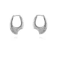 Culturesse Marlowe Artisan Shard-Edge Diamante Huggie Earrings (Silver)