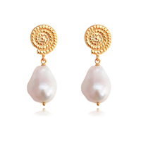 Culturesse Aurelia 24K Baroque Pearl Drop Earrings