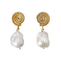 Culturesse Aurelia 24K Baroque Pearl Drop Earrings (Imperfect No.3)
