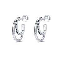 Culturesse Demi Silver Double Loop Earrings