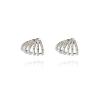 Culturesse Honesty Rhodium Crystal Stud Earrings