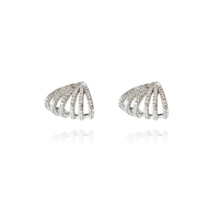Culturesse Honesty Rhodium Crystal Stud Earrings